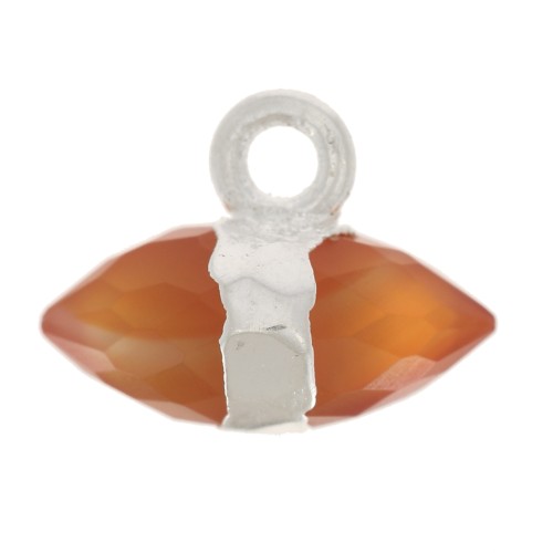 9x10.5 mm faceted gemstone charm - Red Agate - 925 Sterling Silver