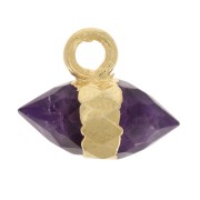 9x10.5 mm faceted gemstone charm - Amethyst - Fine gold plated|raw }}