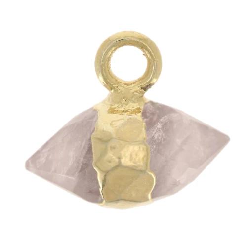 9x10.5 mm faceted gemstone charm - Rose Quartz - Fine gold plated