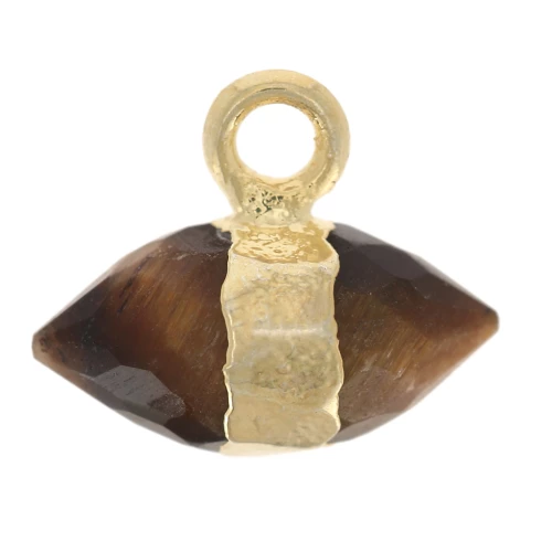 9x10.5 mm faceted gemstone charm - Tiger eye - Fine gold plated