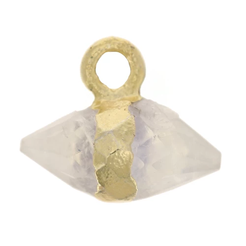 9x10.5 mm faceted gemstone charm - Moonstone - Fine gold plated