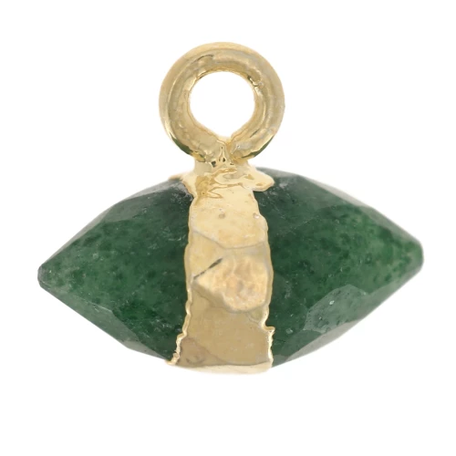 9x10.5 mm faceted gemstone charm - Aventurine - Fine gold plated
