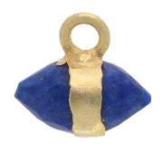 9x10.5 mm faceted gemstone charm - Lapis lazuli - Fine gold plated