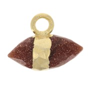 9x10.5 mm imitation gem faceted charm - Gold Stone - Fine gold plated