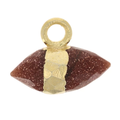 9x10.5 mm imitation gem faceted charm - Gold Stone - Fine gold plated