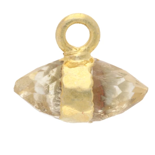 9x10.5 mm faceted gemstone charm - Citrine - Fine gold plated