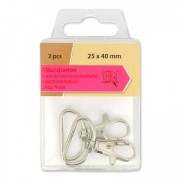 Set of 2 Lobster claw clasp 25x40 mm rhodium