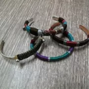 Metallic synthetic cord 1mm hard blue  x 1 m