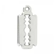 Razor blade pendant 16.5 mm Antique Silver Plating x1