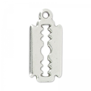 Razor blade pendant 16.5 mm Antique Silver Plating x1