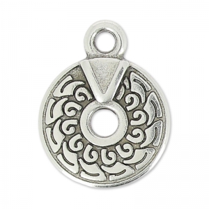 Wave pendant 14x12 mm Antique Silver Plating x1