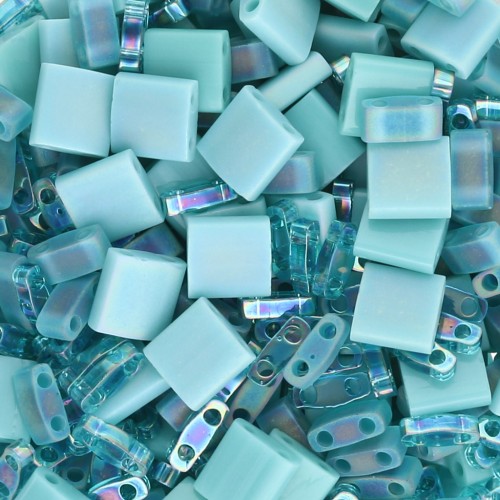 Miyuki Beads Mix - Quarter - Half and Tila Beads - Laguna Blue x10g