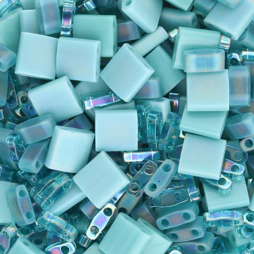 Miyuki Beads Mix - Quarter - Half and Tila Beads - Laguna Blue x10g