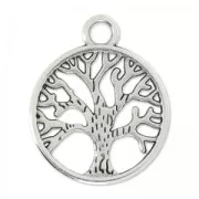 Tree of life pendant 24 mm Antique Silver Plating x1