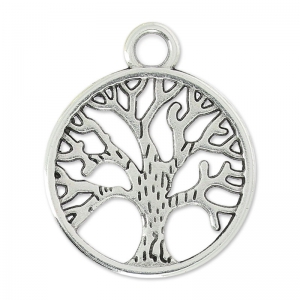 Tree of life pendant 24 mm Antique Silver Plating x1
