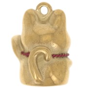 Charm cat luck Maneki Neko 18x13 mm with epoxy resin - Stainless steel 304 Gilded