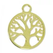 Tree of life pendant 24 mm fine Gold plated x1