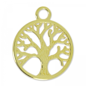 Tree of life pendant 24 mm fine Gold plated x1