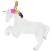 Unicorn Charm 17x20 mm with epoxy resin - 304 Stainless Steel Gold - White x1