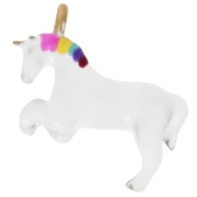 Unicorn Charm 17x20 mm with epoxy resin - 304 Stainless Steel Gold - White x1