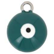 8 mm round charm - eye pattern with epoxy resin - 304 stainless steel - Turquoise x1