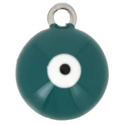 8 mm round charm - eye pattern with epoxy resin - 304 stainless steel - Turquoise x1
