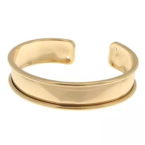 Eco Brass bracelet base with curved edge 15mm gold tone x1