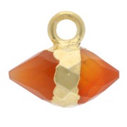 9x10.5mm faceted gemstone Cornelian charm - Fine gold plated