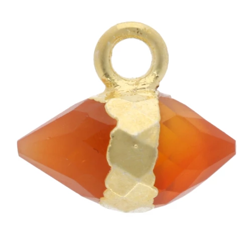 9x10.5mm faceted gemstone Cornelian charm - Fine gold plated