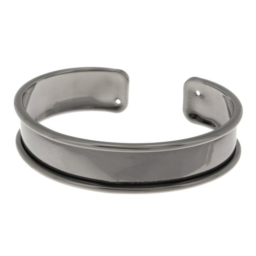 Eco Brass bracelet base with curved edge 15mm gunmetal x1