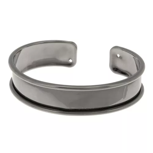 Eco Brass bracelet base with curved edge 15mm gunmetal x1