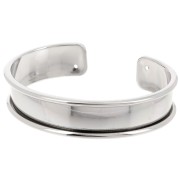 Eco Brass bracelet base with curved edge 15mm rhodié x1