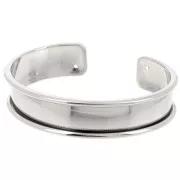 Eco Brass bracelet base with curved edge 15mm rhodié x1