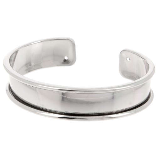 Eco Brass bracelet base with curved edge 15mm rhodié x1