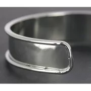 Eco Brass bracelet base with curved edge 15mm rhodié x1
