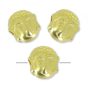 buddha bead 7 mm fine Gold plated x1