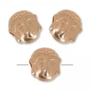 buddha bead 7 mm gold tone rose x1