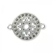 round filigreed spacer 2 loops 14 mm Antique Silver Plating x1