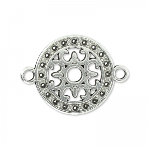 round filigreed spacer 2 loops 14 mm Antique Silver Plating x1