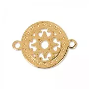 round filigreed spacer 2 loops 14 mm gold tone rose x1