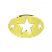 Spacer deco star 2 holes 20x13mm fine Gold plated x1|raw }}