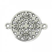 round filigreed spacer 2 loops 20mm Antique Silver Plating x1