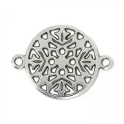 round filigreed spacer 2 loops 20mm Antique Silver Plating x1