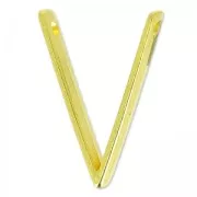 Spacer letter V 2 holes 28x20mm fine Gold plated x1