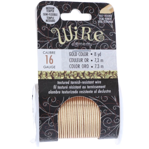 1.29 mm semi-hard hammered round copper wire - Tarnish-resistant gold-plated x7.3 m