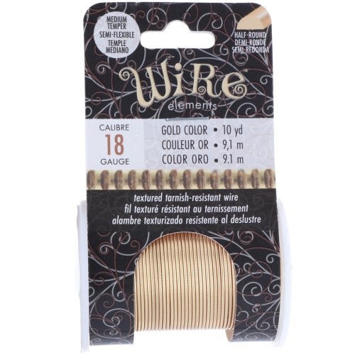 Striated half-round copper wire 1.02 mm semi hard - Gold anti-tarnish x9.1m