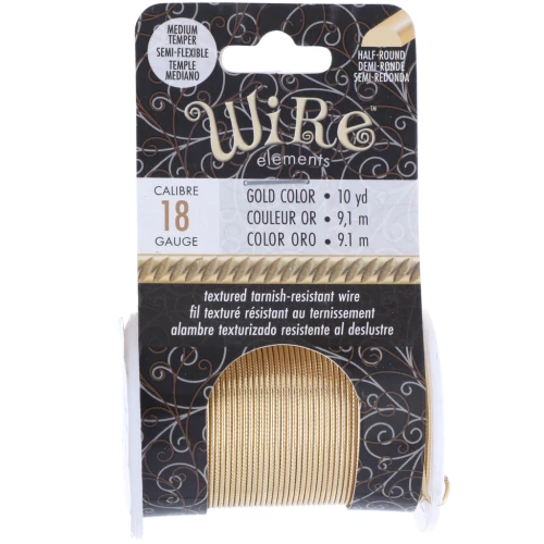 1.02 mm semi-hard twisted round copper wire - Tarnish-resistant gold-plated x9.1 m