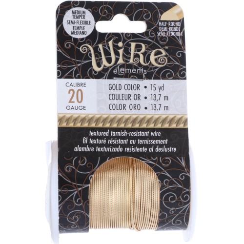 Half round twisted copper wire 0.81mm semi hard - Gold anti-tarnish x13.7m