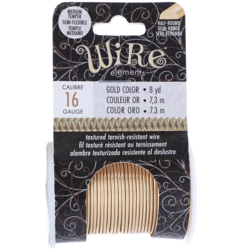 1.29 mm semi-hard textured round copper wire - Tarnish-resistant gold-plated x7.3 m
