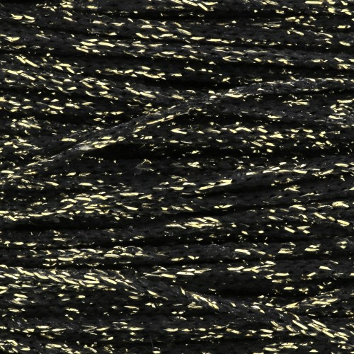 Sticky synthetic cord 1mm black/gold tone x 1 m